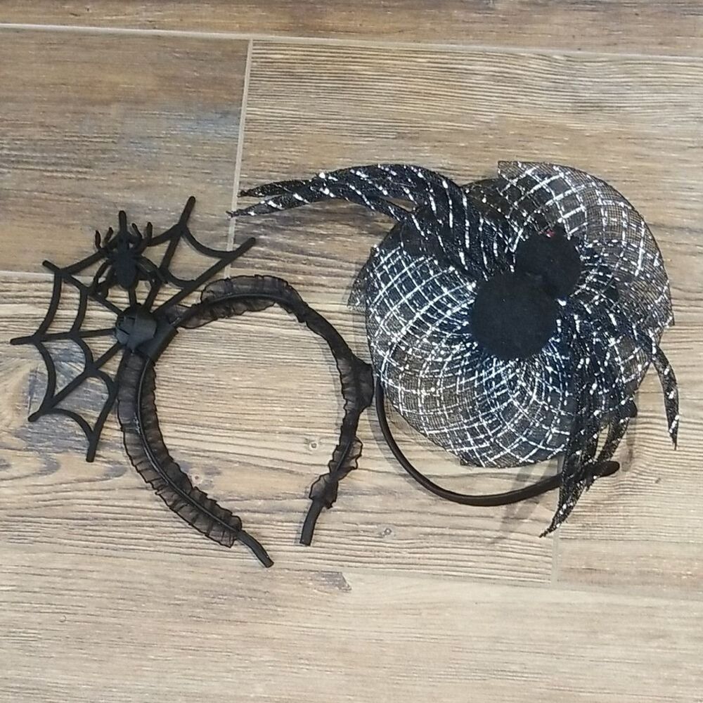 Gothic Spider Headband Fascinator Black White Costume Accessory Goth Party Ha